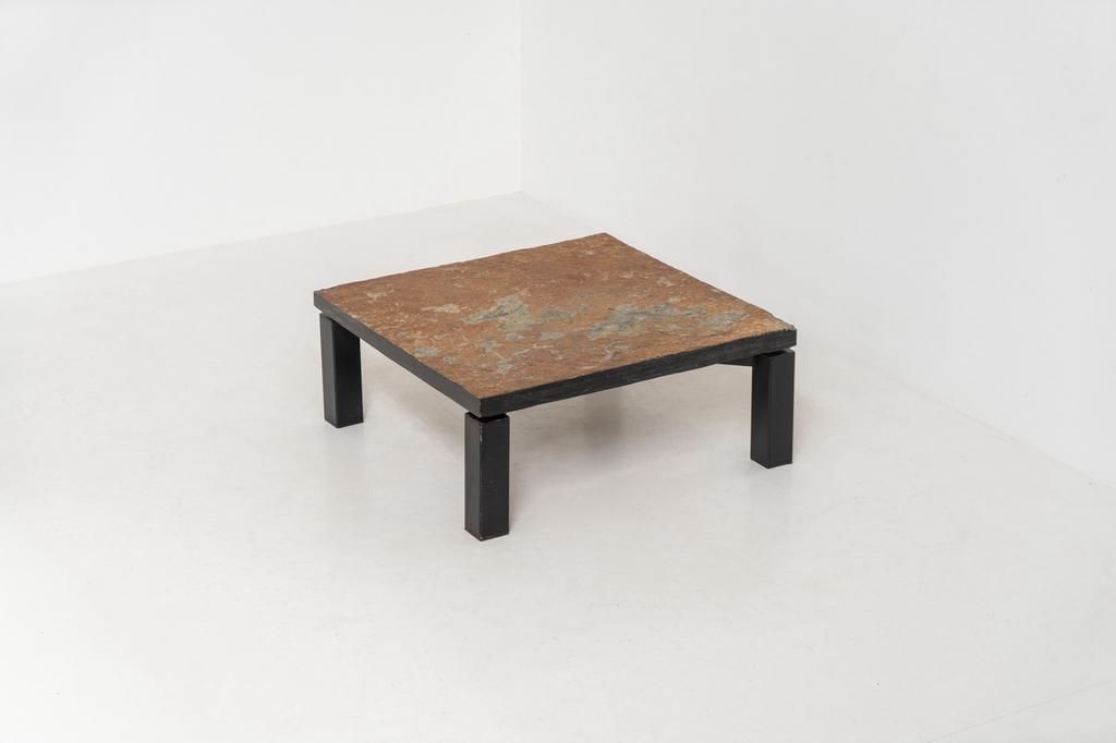 Vintage Brutalistische salontafel van Noorse leisteen, 100 tot 150 cm, Zo goed als nieuw, Minder dan 50 cm, Rechthoekig