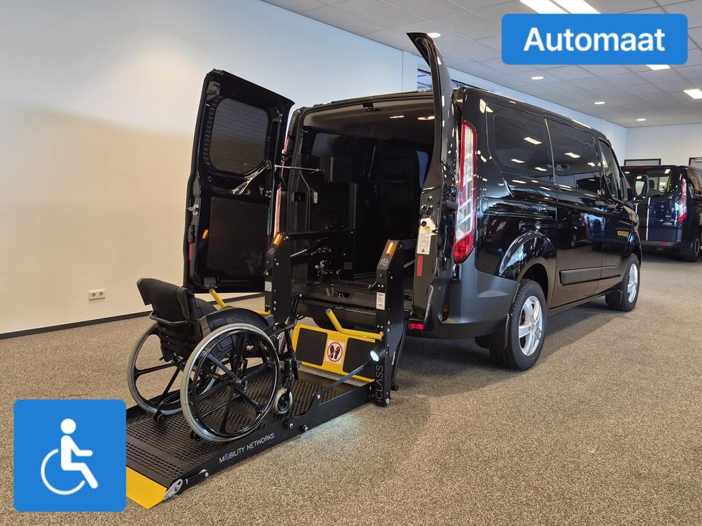 Ford Transit Custom L1H1 Rolstoelbus Automaat (airco), Auto's, Automaat, 12 maanden, Gebruikt, Zwart