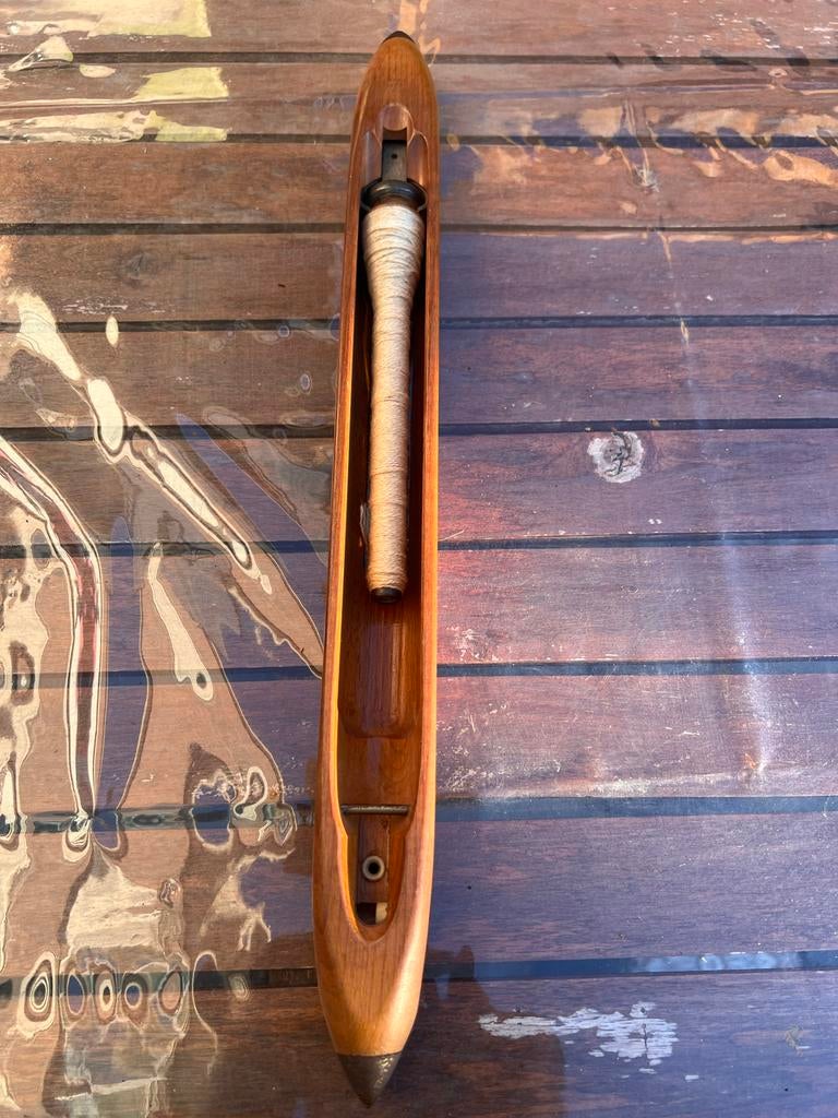 Antieke Houten Schietspoel met Garen - merk Ago, Antiek en Kunst, Ophalen of Verzenden