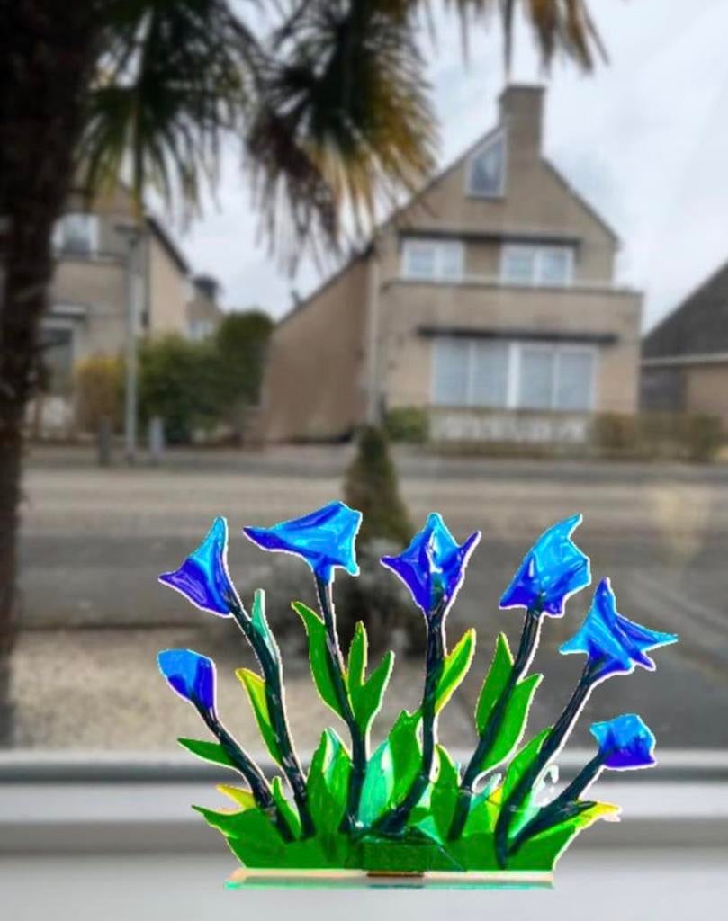 Glasfusie, glaskunst, hemelse bloemen, Ophalen