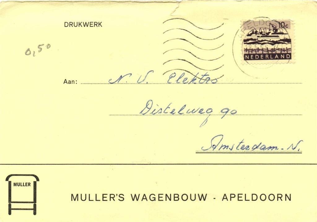Muller Wagenbouw, Apeldoorn - 05.1966 - drukwerk, Ophalen of Verzenden, Briefkaart