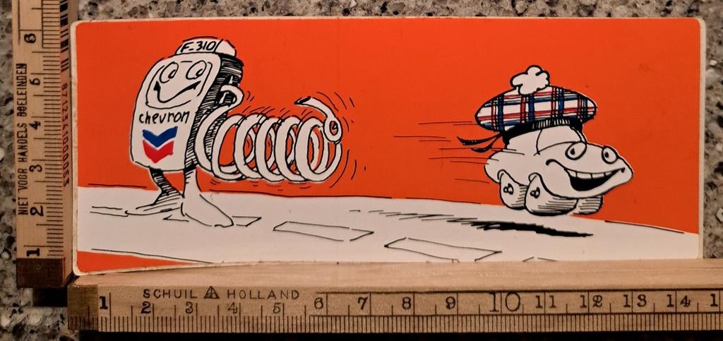 Vintage sticker Chevron benzine merk benzinestation, Ophalen of Verzenden, Zo goed als nieuw