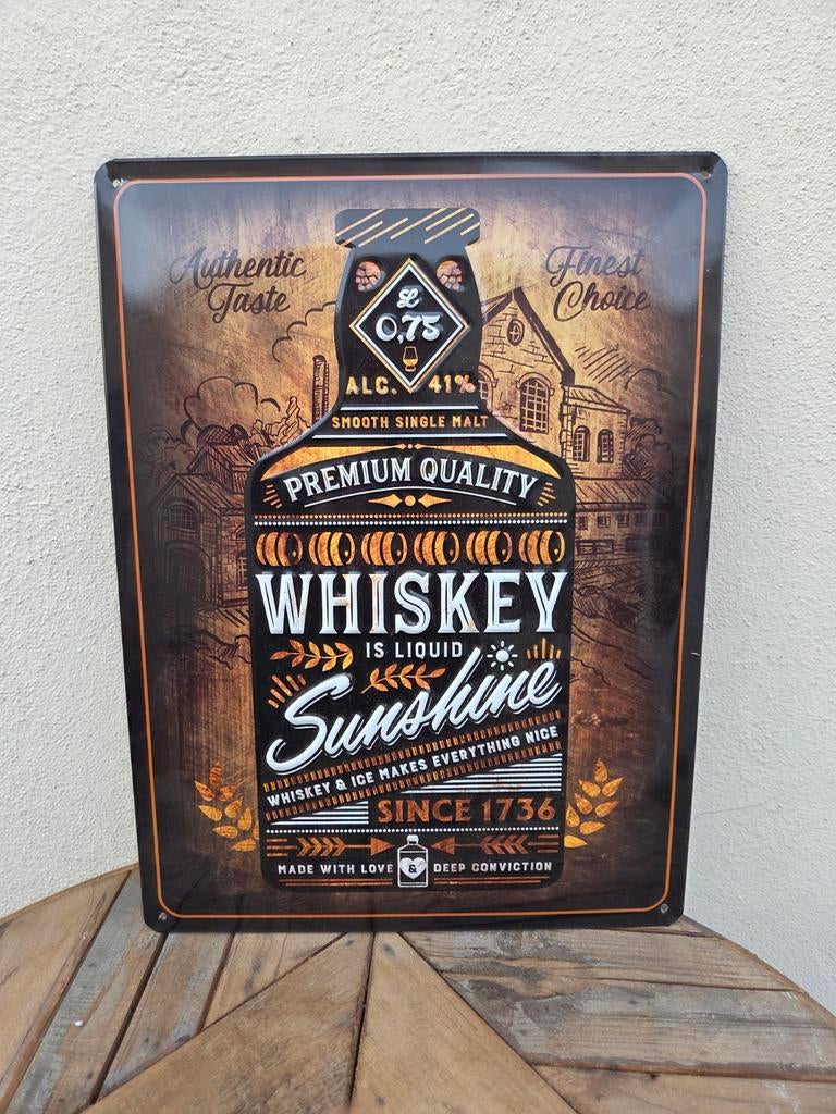 Metalen plaatbord whiskey mancave 40x30 cm, Ophalen of Verzenden, Nieuw, Reclamebord