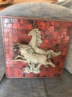 Keramiek, wandplastiek, wandpaneel paarden, Antiek en Kunst, Ophalen of Verzenden