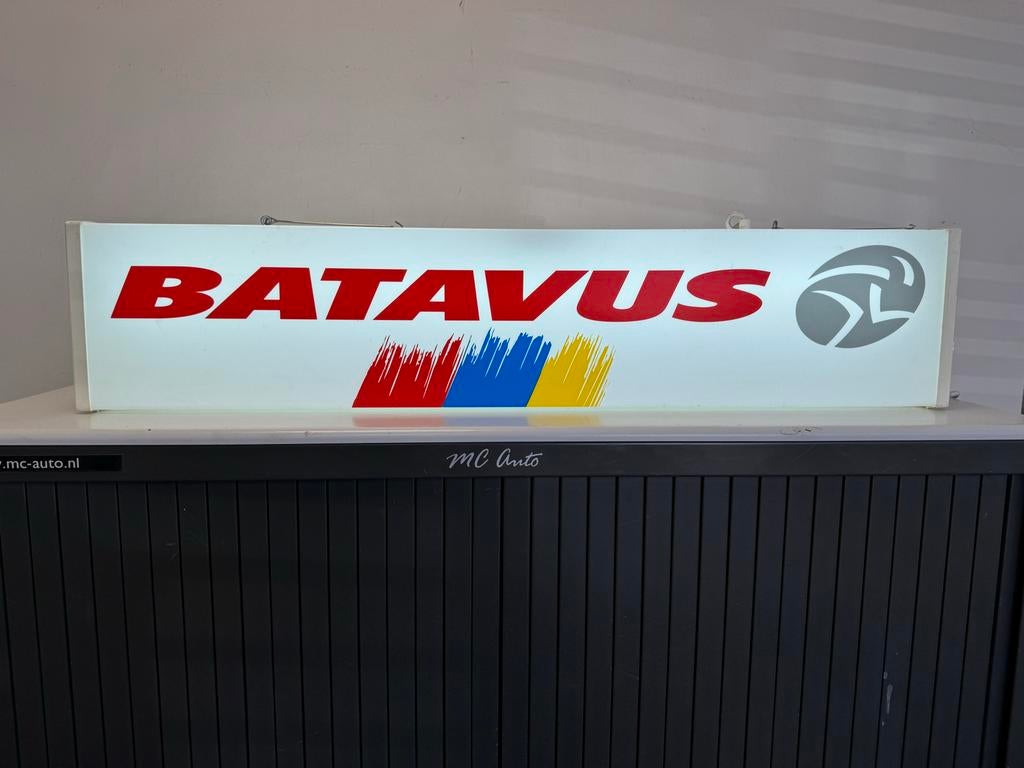 Batavus fietsen reclame lichtbak, Verzamelen, Ophalen, Gebruikt, Lichtbak of (neon) lamp