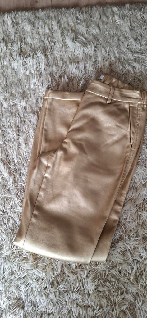 NUKUS broek goud vegan leer maat S, Overige kleuren, Ophalen of Verzenden, Zo goed als nieuw, Maat 36 (S)