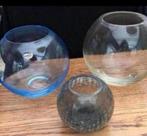 3-  Bolvazen, Vintage , Crystal, dikke bodem, Ophalen of Verzenden