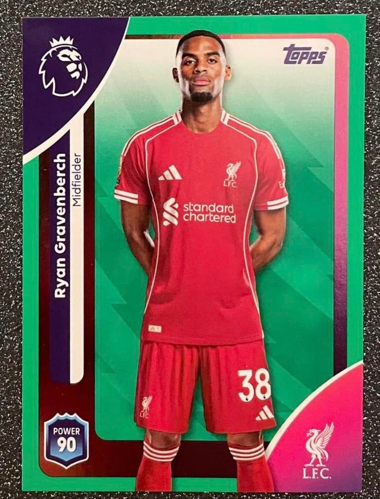 Topps Premier League 25/26 GREEN PAR. GRAVENBERCH LIVERPOOL, Verzenden, Zo goed als nieuw, Plaatje
