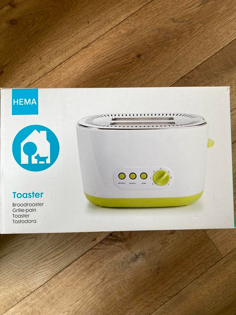 Hema toaster broodrooster wit lime limegroen, Ophalen of Verzenden, Nieuw, Uitneembare kruimellade