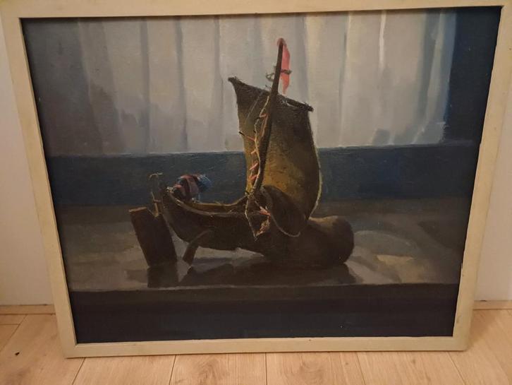 Schilderij klomp met zeil, Antiek en Kunst, Kunst | Schilderijen | Klassiek, Ophalen of Verzenden