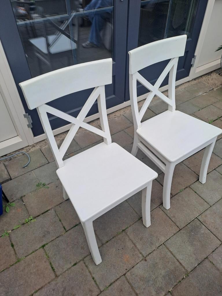 Set van 2 witte HS. Collection stoelen, Huis en Inrichting, Stoelen, Gebruikt, Twee, Wit, Ophalen of Verzenden
