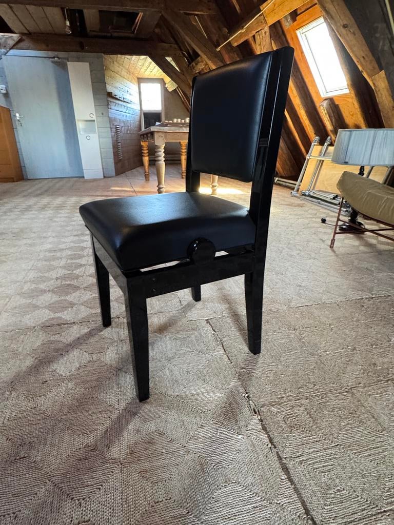 Pianostoel, skai leer, Ophalen, Gebruikt, Zwart, Leer