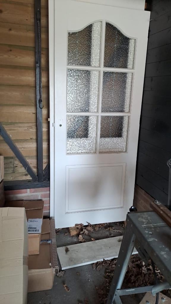 Binnendeur met glas, Ophalen, Gebruikt, 80 tot 100 cm, Binnendeur