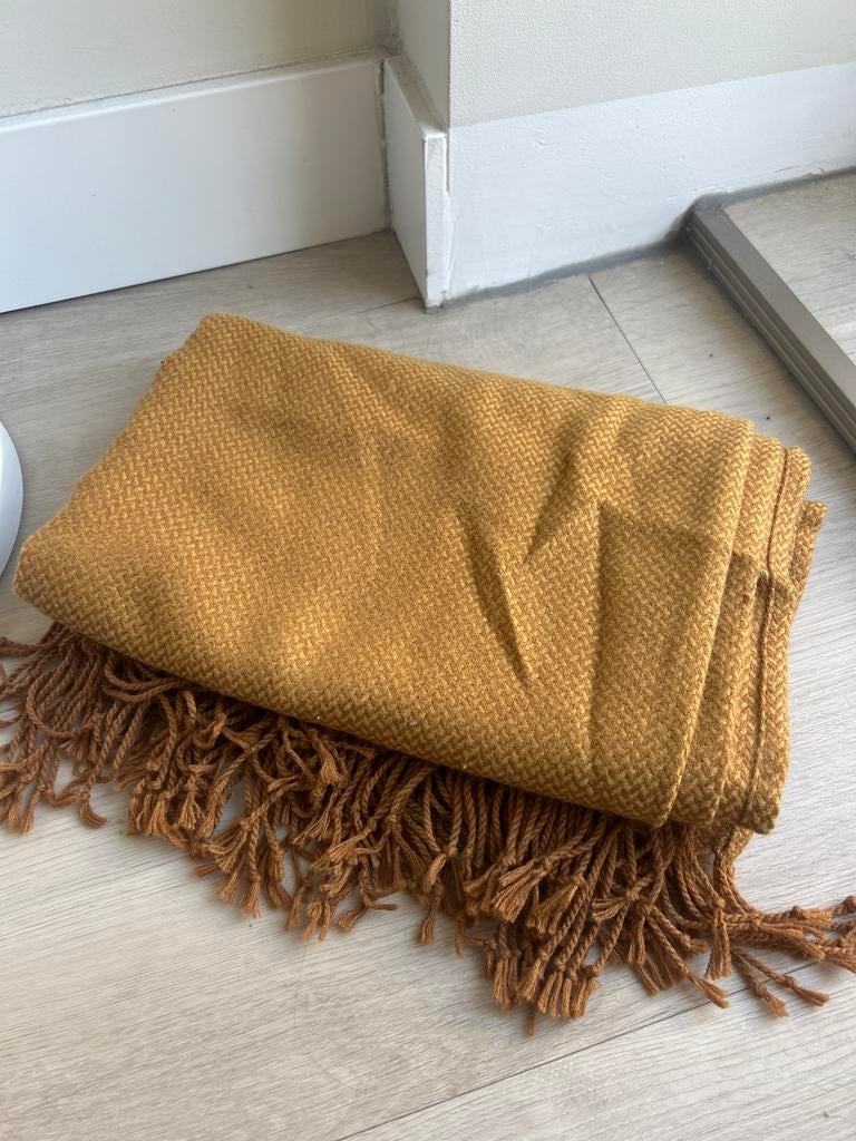 Mosterdgele plaid H&M Home, Ophalen of Verzenden, Zo goed als nieuw