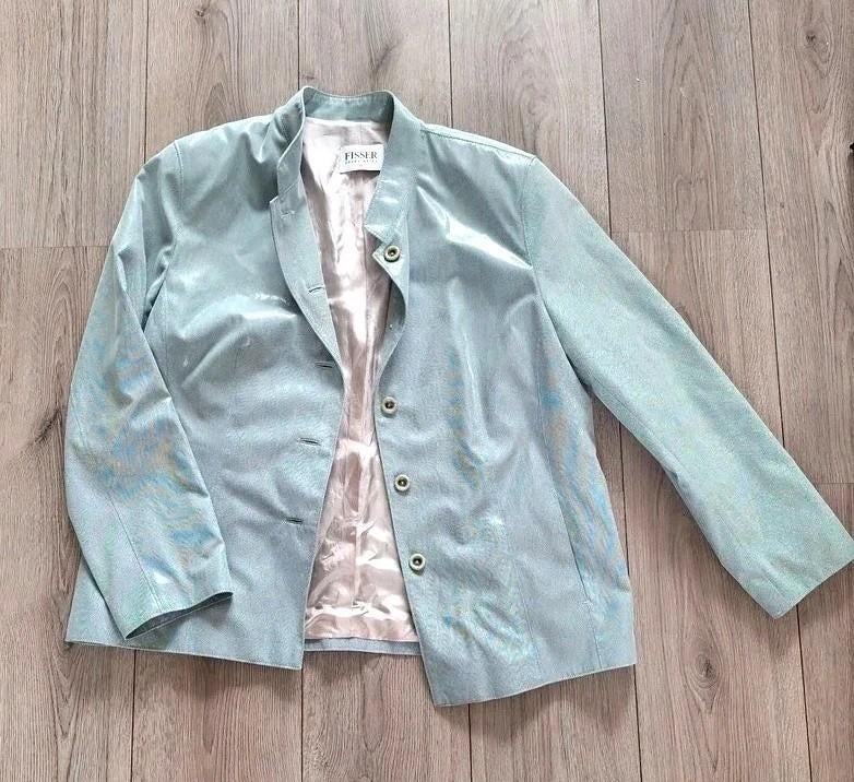 Mintgroen blazer jasje dames XXL maat 44 licht glans, Kleding | Dames, Maat 42/44 (L), Ophalen of Verzenden, Zo goed als nieuw