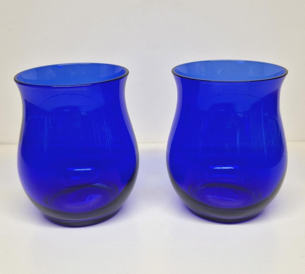 C. de Lorm Glasfabriek Leerdam kobaltblauwe waterbekers 1920, Ophalen of Verzenden