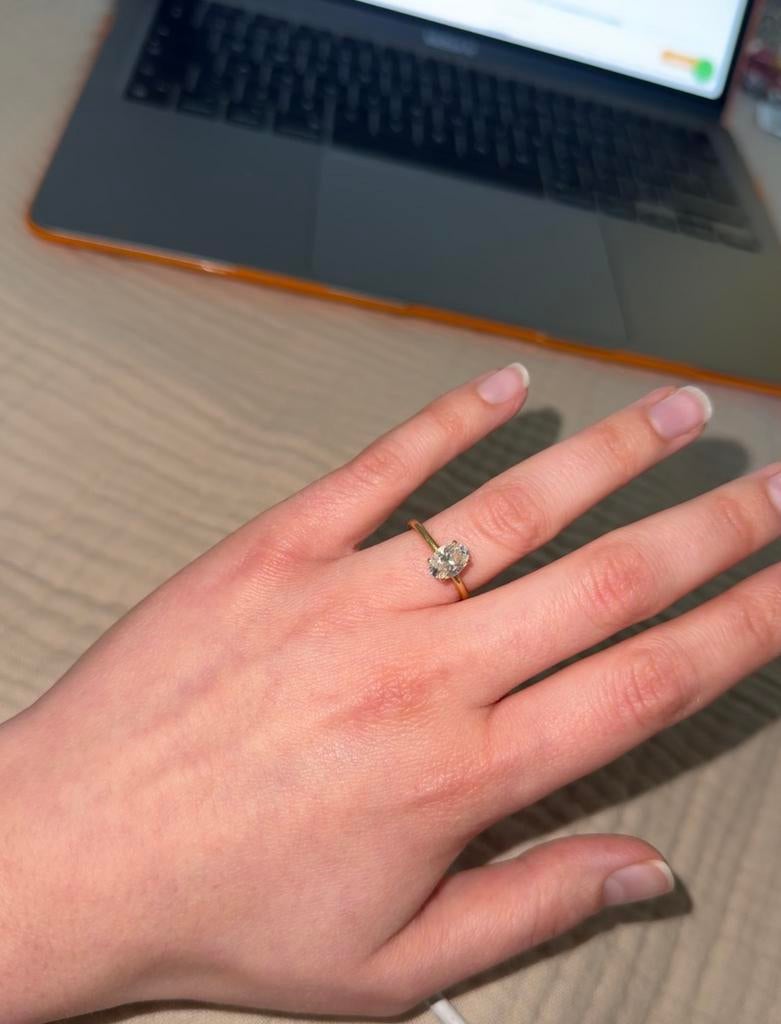 0,90 ct Lab Grown Diamanten Solitaire Ring 18K Goud, Sieraden, Tassen en Uiterlijk, Ringen, Ophalen, Zo goed als nieuw, 17 tot 18