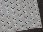 Vintage lapje stof mintgroen met panda's NIEUW, Nieuw, Ophalen of Verzenden, 30 tot 120 cm, Katoen