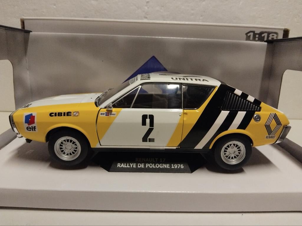 Renault 17 MK1 Rally Elf wit/geel 1976 Solido 1:18 KRD, Ophalen of Verzenden, Zo goed als nieuw, Auto, Solido