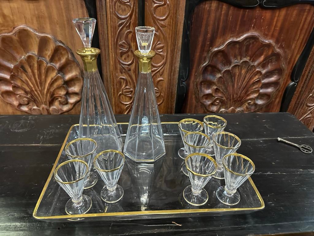 24 Karaat Vergulde Karaf en Borrelglaasjes Set, Antiek en Kunst, Ophalen of Verzenden