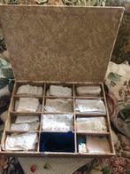 Diverse zeer oude kantjes in 2 luxe dozen kant versiersels, Hobby en Vrije tijd, Kantklossen, Ophalen of Verzenden, Zo goed als nieuw