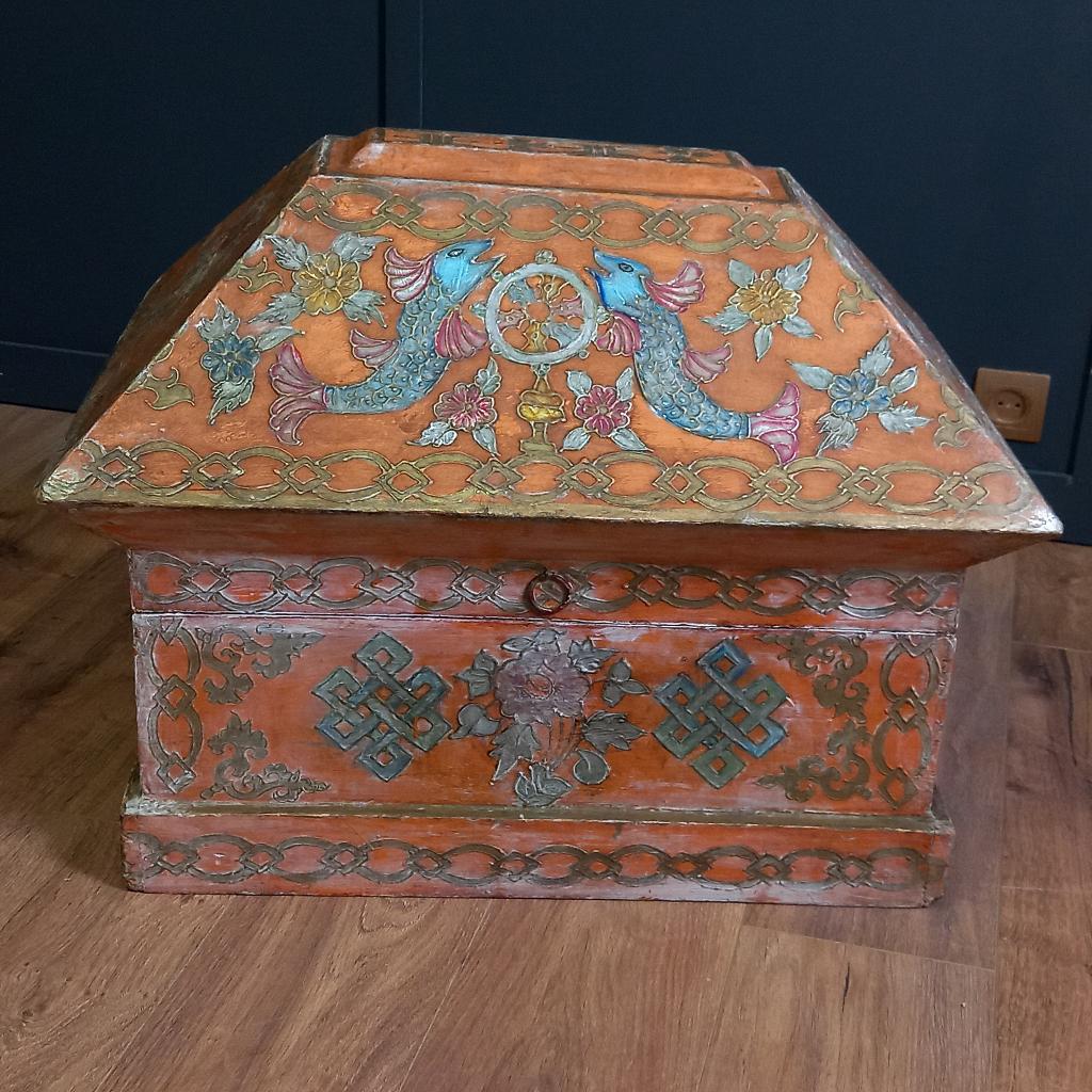 Sierlijke handbeschilderde Antieke kist uit Hongarije, Gebruikt, 50 tot 100 cm, 50 tot 75 cm, Ophalen of Verzenden