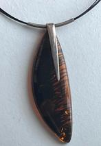 Zilveren ketting /collier met  Baltische barnsteen, Ophalen of Verzenden, Zilver, Ketting