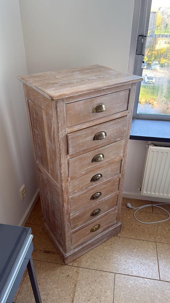 Houten ladekast met 7 laden - Vintage look, Huis en Inrichting, Kasten | Ladekasten, Ophalen, 5 laden of meer, ., 50 tot 100 cm
