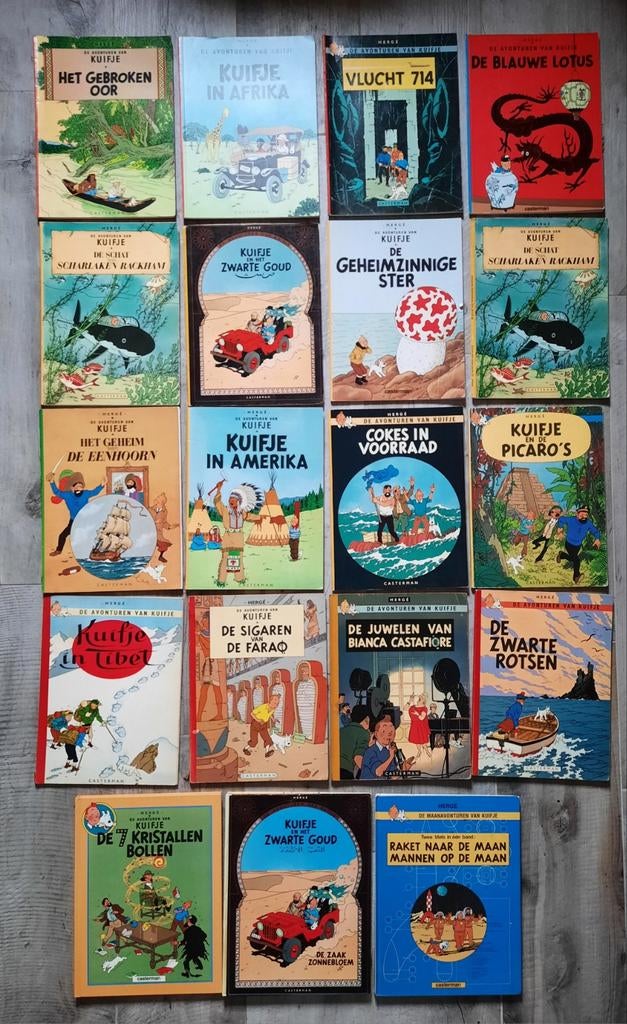 Kuifje serie 22 titels 4x linnenrug, 3 x hc dubbelalbum, Gelezen, Complete serie of reeks, Ophalen of Verzenden, Hergé