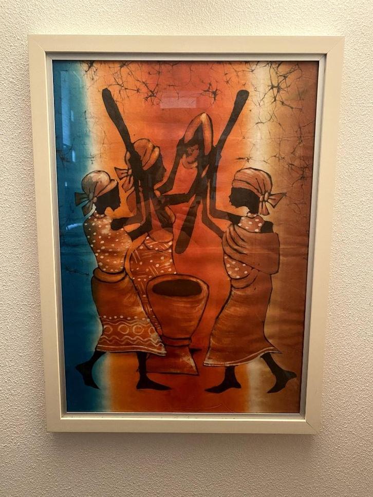 Kunst Afrikaans schilderij 3 vrouwen die cassave stampen, Antiek en Kunst, Kunst | Schilderijen | Klassiek, Ophalen