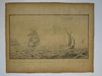 Oude tekening met schepen - Zacharias Wenteler 1765 - 1819, Antiek en Kunst, Kunst | Tekeningen en Foto's, Ophalen of Verzenden