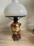Antieke Petroleumlamp met Bloemenmotief, Ophalen