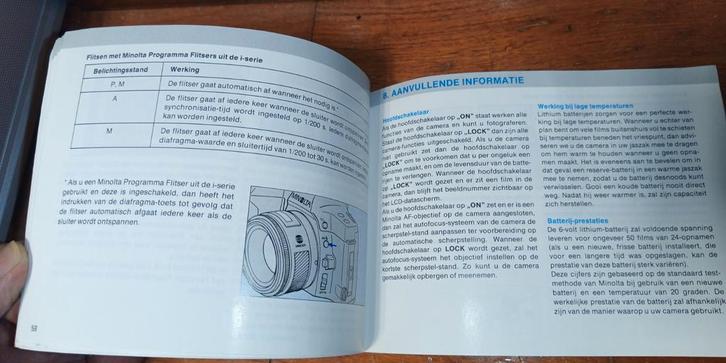 Minolta Dynax 8000i Gebruiksaanwijzing, Audio, Tv en Foto, Fotocamera's Digitaal, Gebruikt, Spiegelreflex, Minolta, Geen optische zoom