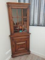 Antieke vintage houten hoekkast vitrinekast, Ophalen