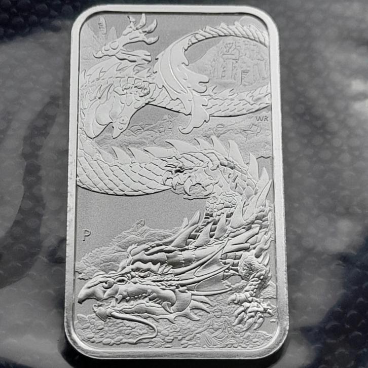 2023 Australia 1 oz silver Dragon Rectangle BU, Postzegels en Munten, Munten | Oceanië, Zilver, Ophalen of Verzenden