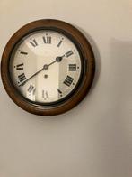 Antieke schoolklok met uurwerk, Huis en Inrichting, Ophalen, Gebruikt, Wandklok