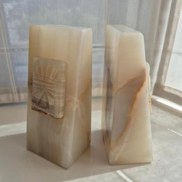 Onyx marmeren vintage boekensteunen  beschikbaar voor biedingen