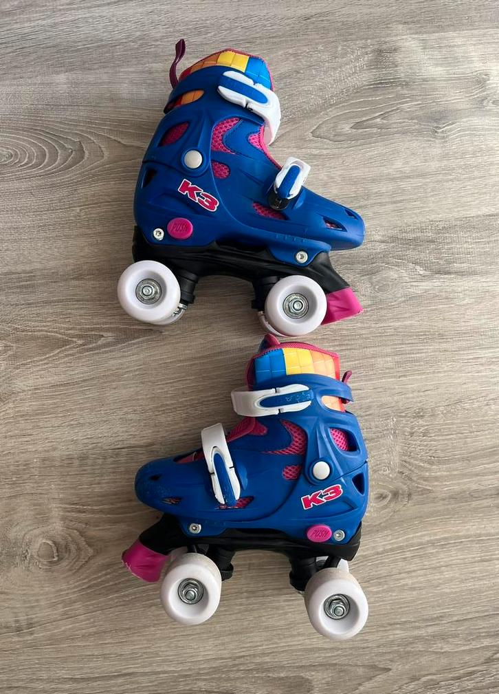 K3 Rolschaatsen maat 30-33 + Frozen beschermers, Kinderen en Baby's, Speelgoed | Buiten | Rolschaatsen, Zo goed als nieuw, Kinderen