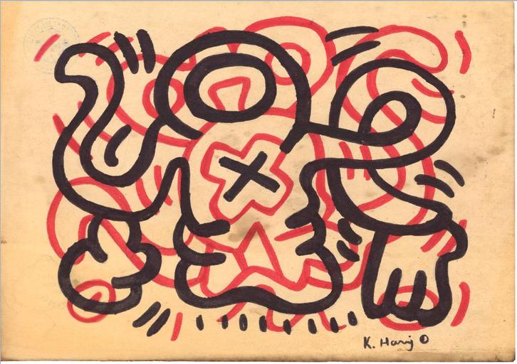 Keith Haring Artwork, Antiek en Kunst, Kunst | Schilderijen | Modern, Ophalen of Verzenden