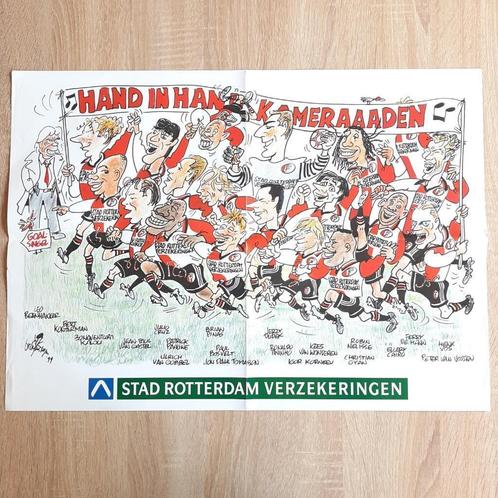 Feyenoord kampioenposter karikatuur1999 door Dik Bruynesteyn, Verzamelen, Sportartikelen en Voetbal, Zo goed als nieuw, Poster, Plaatje of Sticker