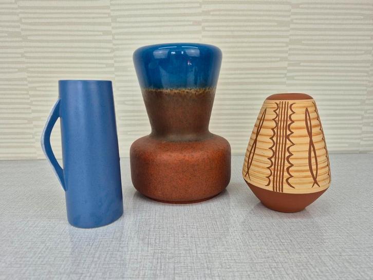 West-Germany vazen. Vintage blauw/terracotta vazen., Huis en Inrichting, Woonaccessoires | Vazen, Ophalen of Verzenden