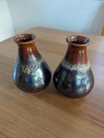 Vintage Jaren 70 Keramische Vaasjes - Retro Metallic Glazuur, Ophalen of Verzenden, Zo goed als nieuw, Aardewerk of Porselein
