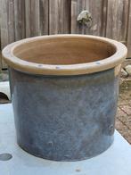 Blauw/grijs gemêleerde   terracotta  bloempot 37 cm cilinder, Tuin en Terras, Bloembakken en Plantenbakken, Ophalen, Steen, Gebruikt