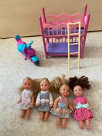 Barbie kindjes met stapelbed en scooter, Ophalen of Verzenden, Gebruikt, Pop