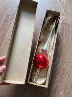 Antieke kerstboompiek met pluimpje rood zilver oude piek, Ophalen of Verzenden, Zo goed als nieuw
