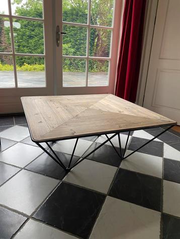 Salontafel industrieel mango hout staal trapeze poten zgan beschikbaar voor biedingen