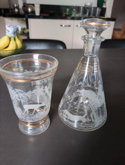 Grote bokaal en karaf met stolp, Antiek en Kunst, Antiek | Glas en Kristal, Ophalen of Verzenden