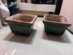 Plantenpotten 2 st, Tuin en Terras, Bloempotten, Gebruikt, Vierkant, Tuin, Minder dan 40 cm