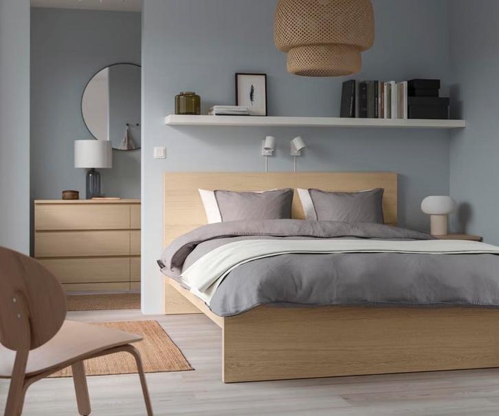 IKEA Malm bed 140x200 cm, Huis en Inrichting, Slaapkamer | Bedden, Gebruikt, Tweepersoons, 140 cm, 200 cm, Hout, Bruin, Ophalen