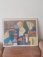 Modern schilderij achter glas " Stad " Bob Stet 1994., Ophalen